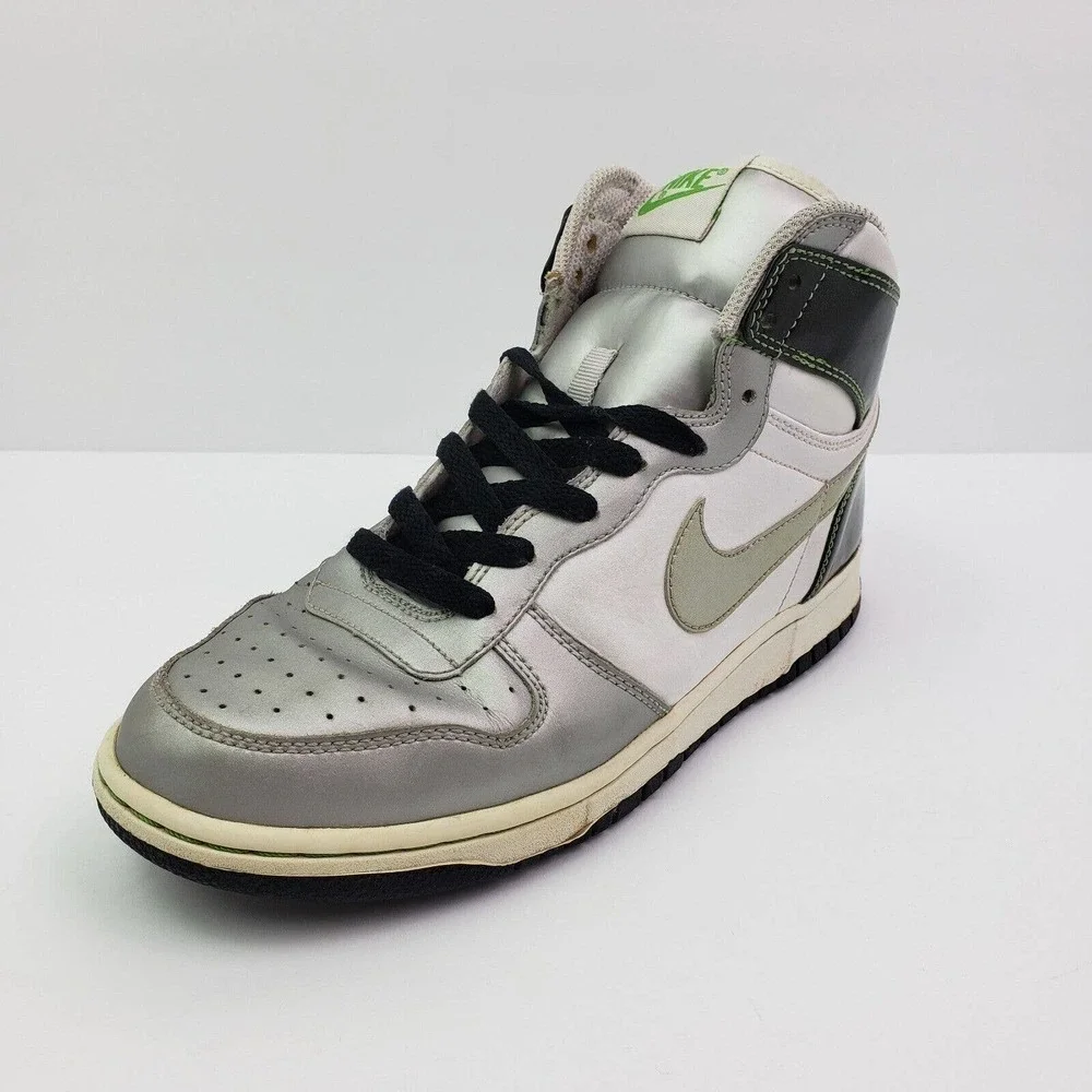 Nike Big Nike High LE Womens Size 9 Silver Black White Sneaker Shoes 358858-103